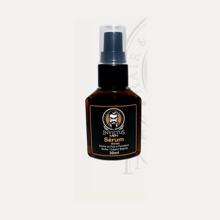 Frasco de sérum hidratante Invictus Men para barba, cabelo e bigode
