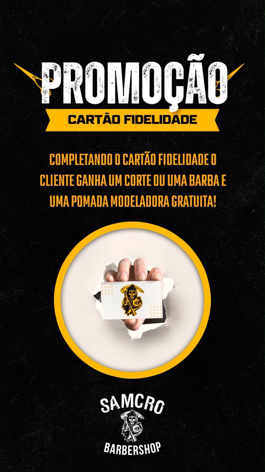 Arte oficial da promoção Cartão Fidelidade Samcro
