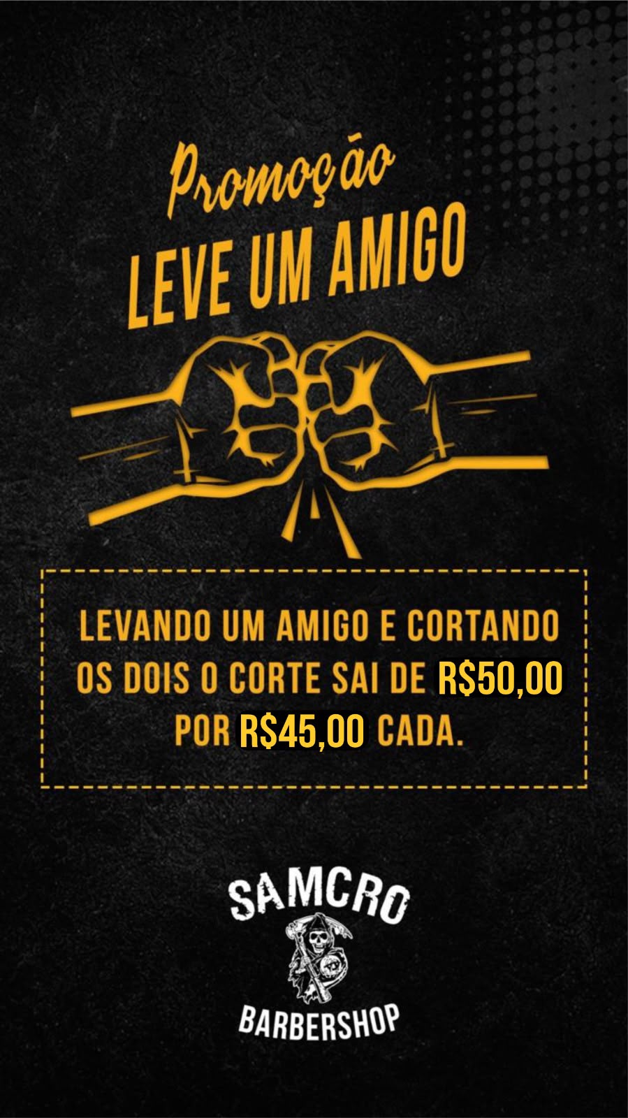 Arte oficial da promoção Leve um Amigo da Samcro